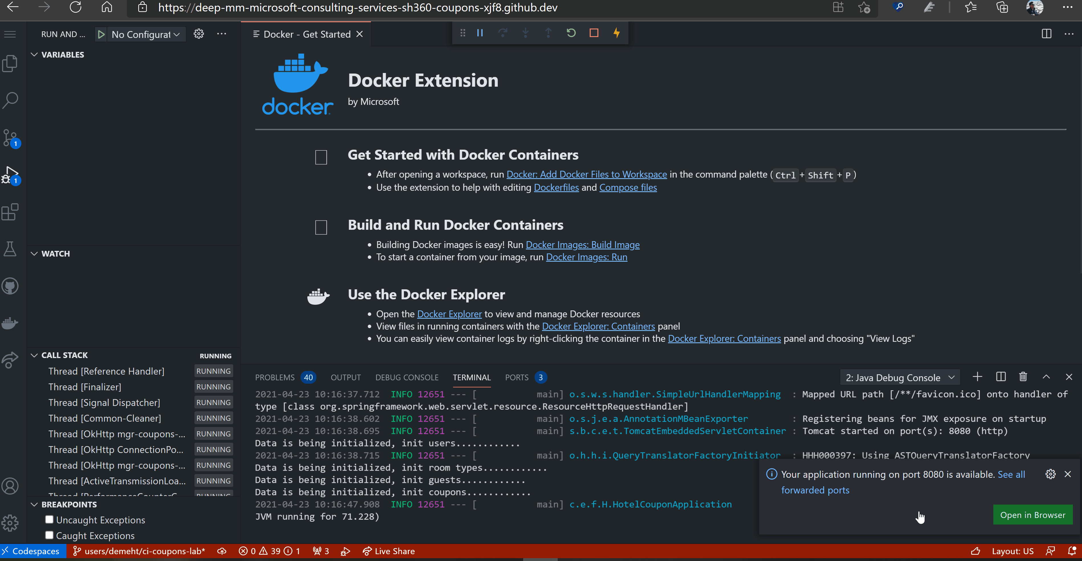 Module 1: Build, Test and Run application with GitHub Codespaces ...